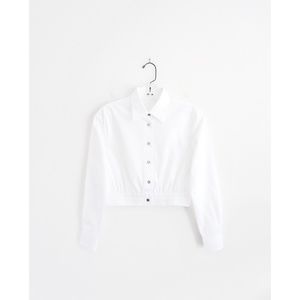 Jourden White Cotton Long Sleeve Cropped Top sz 4